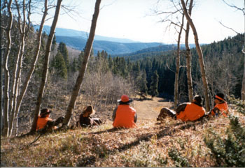 Hunters taking a break in mountains of Colorado 